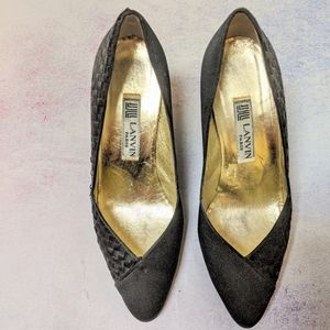 Lanvin Paris Mixed Print Heels 7.5